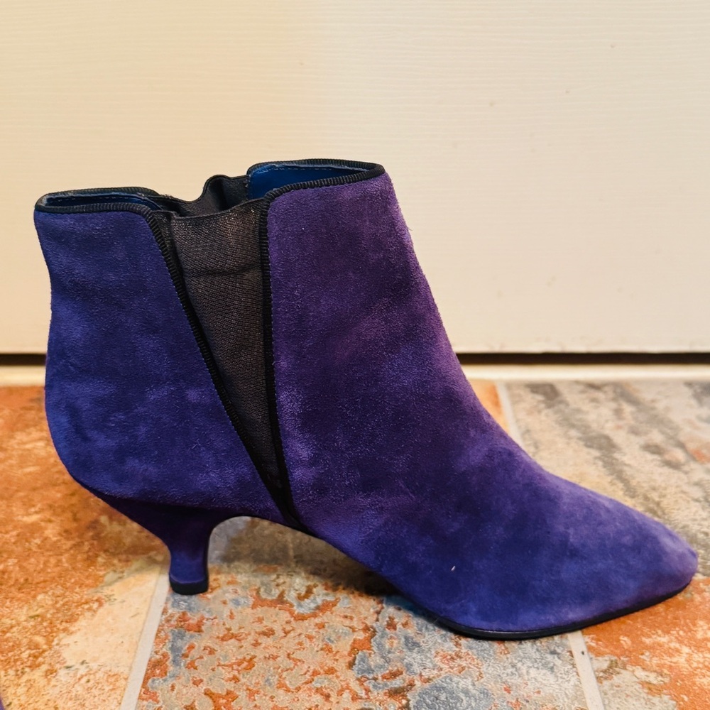Purple Suede Kitten Heels Pointed Toe Ankle Boots! - Picture 6 of 15